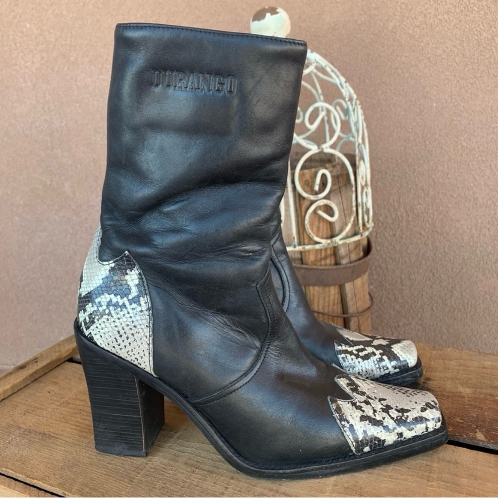 Durango Black/Snakeskin Leather Boots